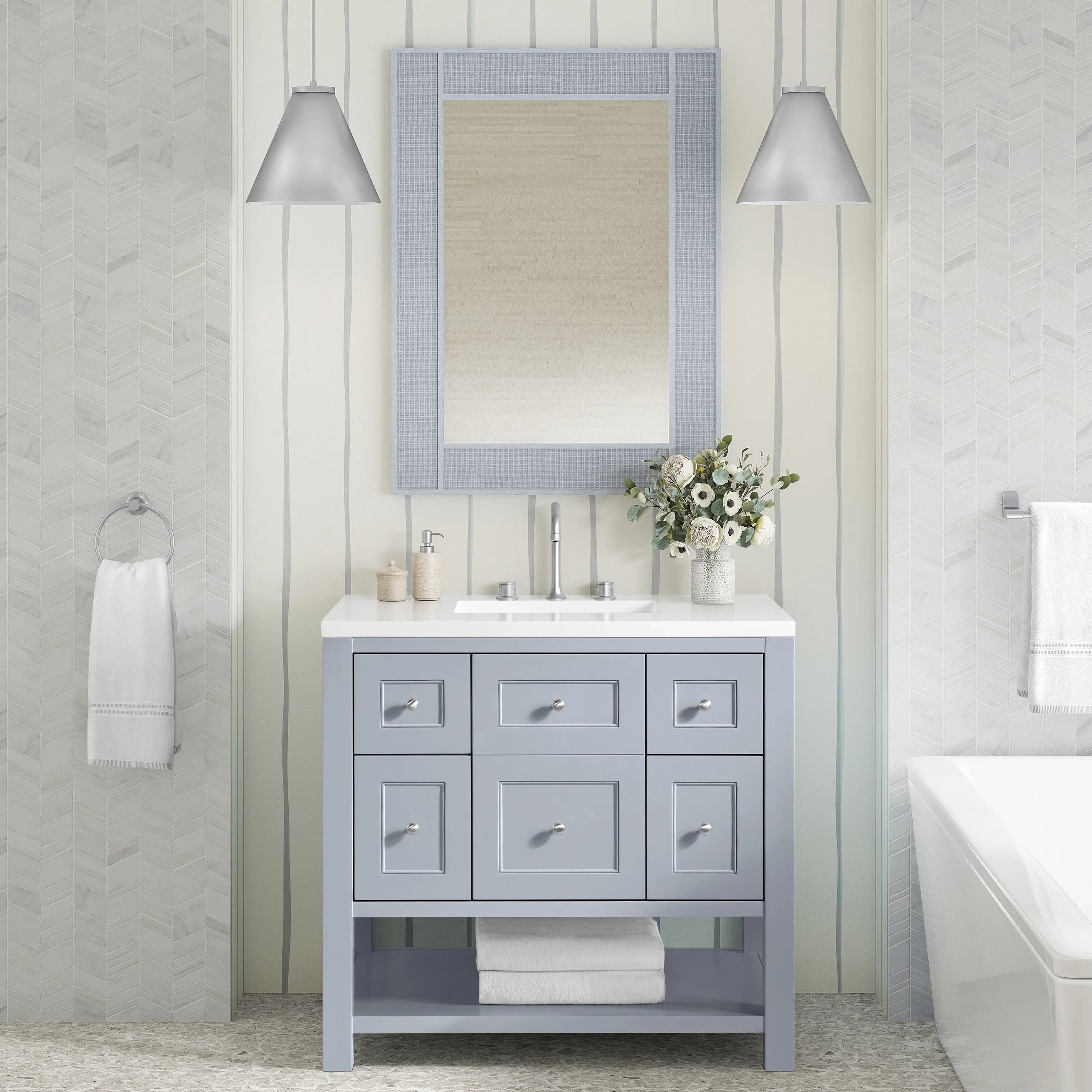 Solene 28" Mirror, Serenity Blue