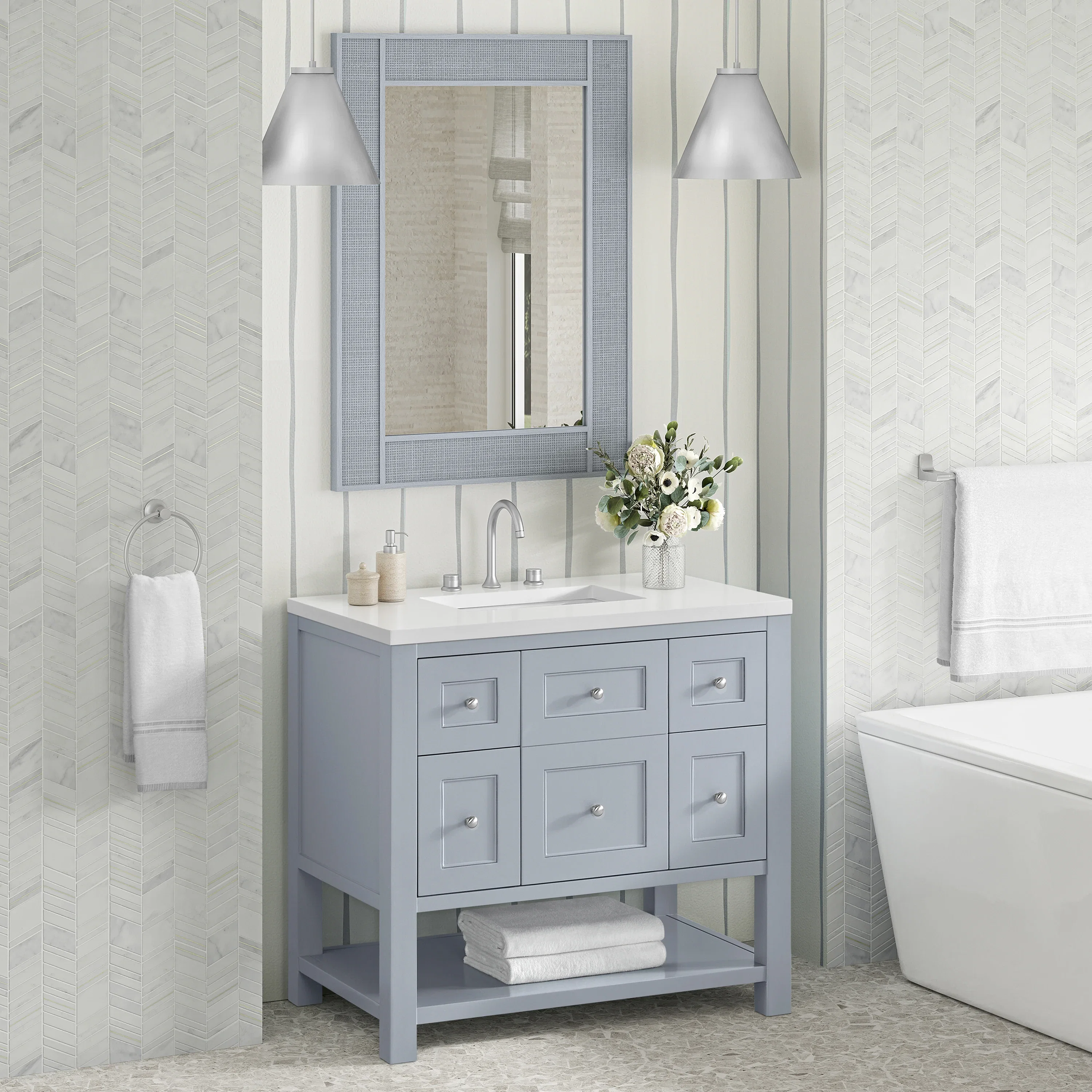 Solene 28" Mirror, Serenity Blue