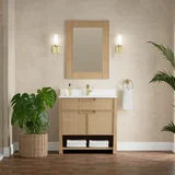 Solene 36" Single Vanity, Seaside Oak, w/ Single Hole 3 CM White Zeus Quartz Top & Backsplash