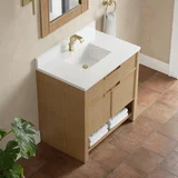Solene 36" Single Vanity, Seaside Oak, w/ Single Hole 3 CM White Zeus Quartz Top & Backsplash