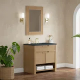Solene 36" Single Vanity, Seaside Oak, w/ 3 CM Charcoal Soapstone Quartz Top