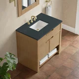 Solene 36" Single Vanity, Seaside Oak, w/ 3 CM Charcoal Soapstone Quartz Top
