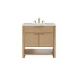 Solene 36" Single Vanity, Seaside Oak, w/ 3 CM Ethereal Noctis Quartz Top