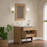 Solene 36" Single Vanity, Seaside Oak, w/ 3 CM Ethereal Noctis Quartz Top