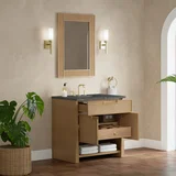 Solene 36" Single Vanity, Seaside Oak, w/ 3 CM Parisien Bleu Quartz Top
