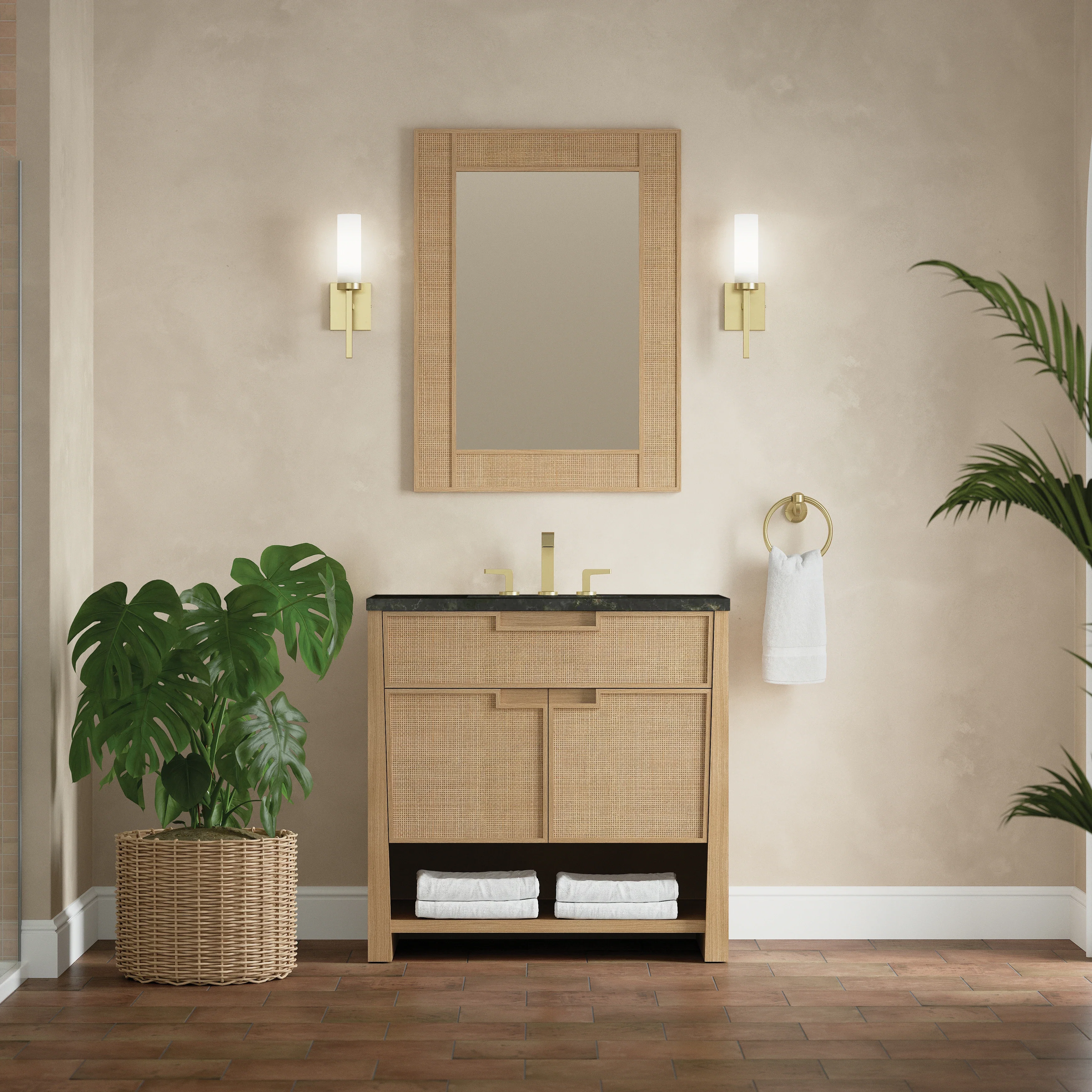 Solene 36" Single Vanity, Seaside Oak, w/ 3 CM Phantome Eclos Top