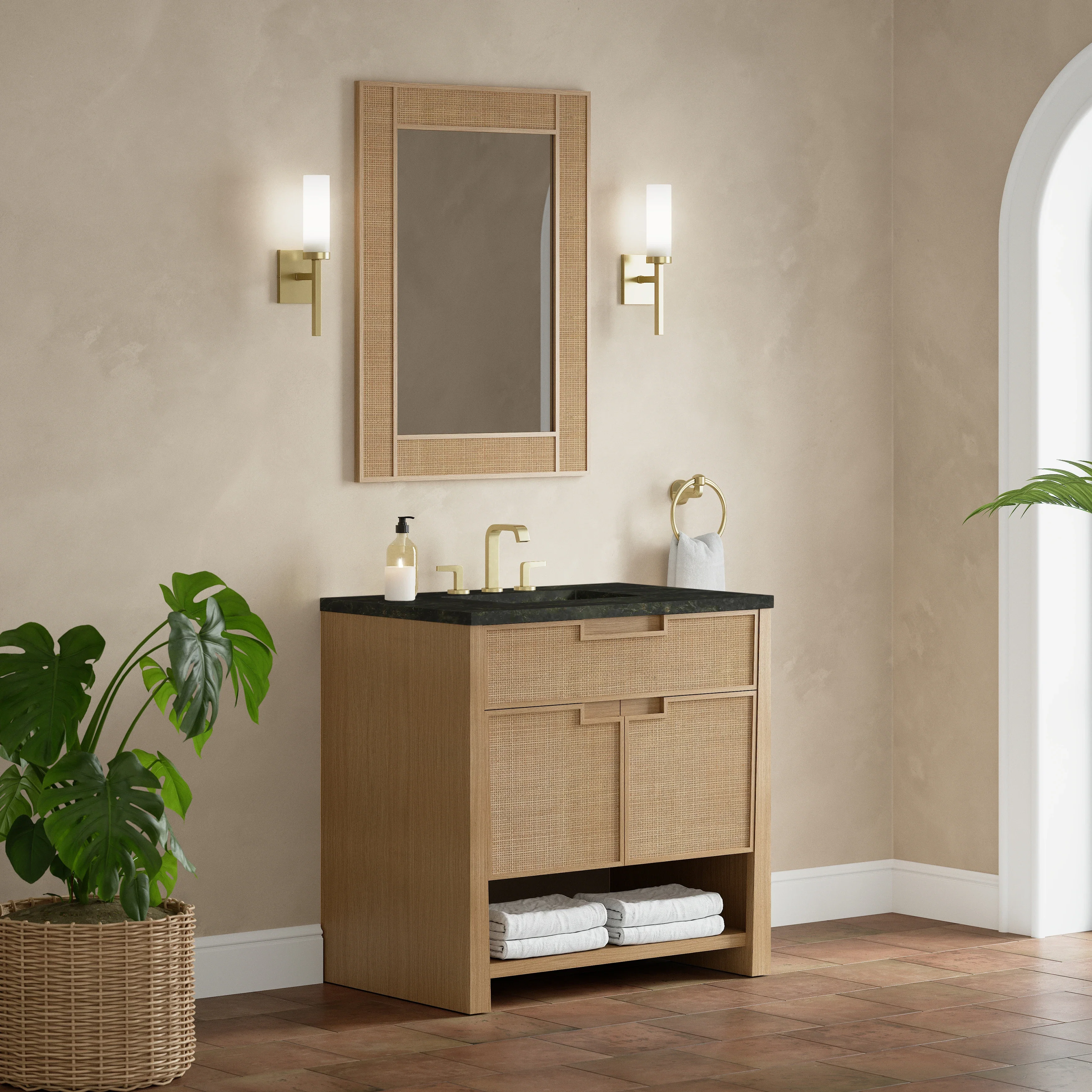 Solene 36" Single Vanity, Seaside Oak, w/ 3 CM Phantome Eclos Top