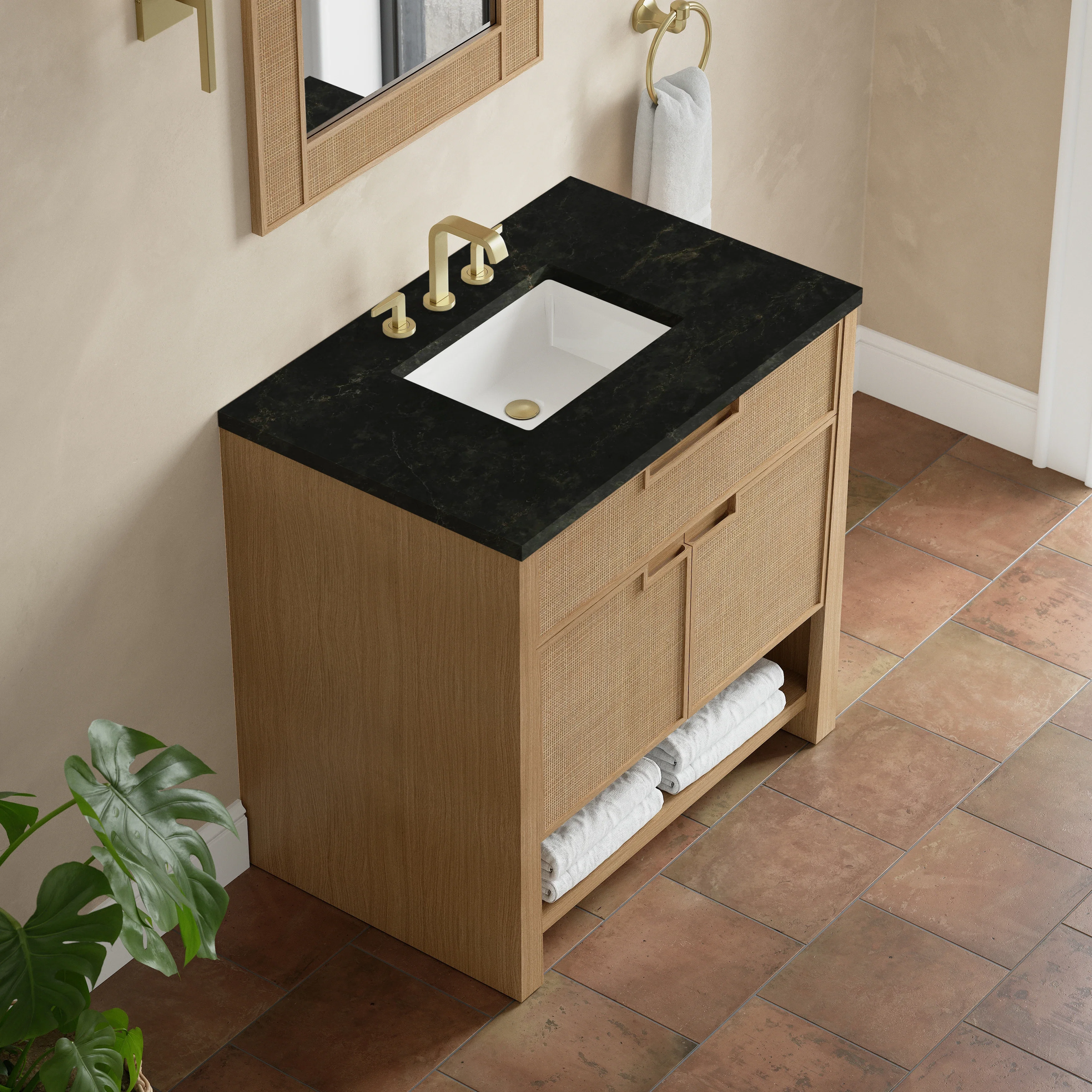 Solene 36" Single Vanity, Seaside Oak, w/ 3 CM Phantome Eclos Top