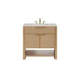 Solene 36" Single Vanity, Seaside Oak, w/ 3 CM Siberian Silestone Top