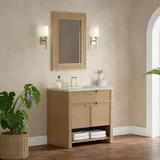 Solene 36" Single Vanity, Seaside Oak, w/ 3 CM Siberian Silestone Top