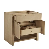 Solene 36" Single Vanity, Seaside Oak, w/ 3 CM Siberian Silestone Top