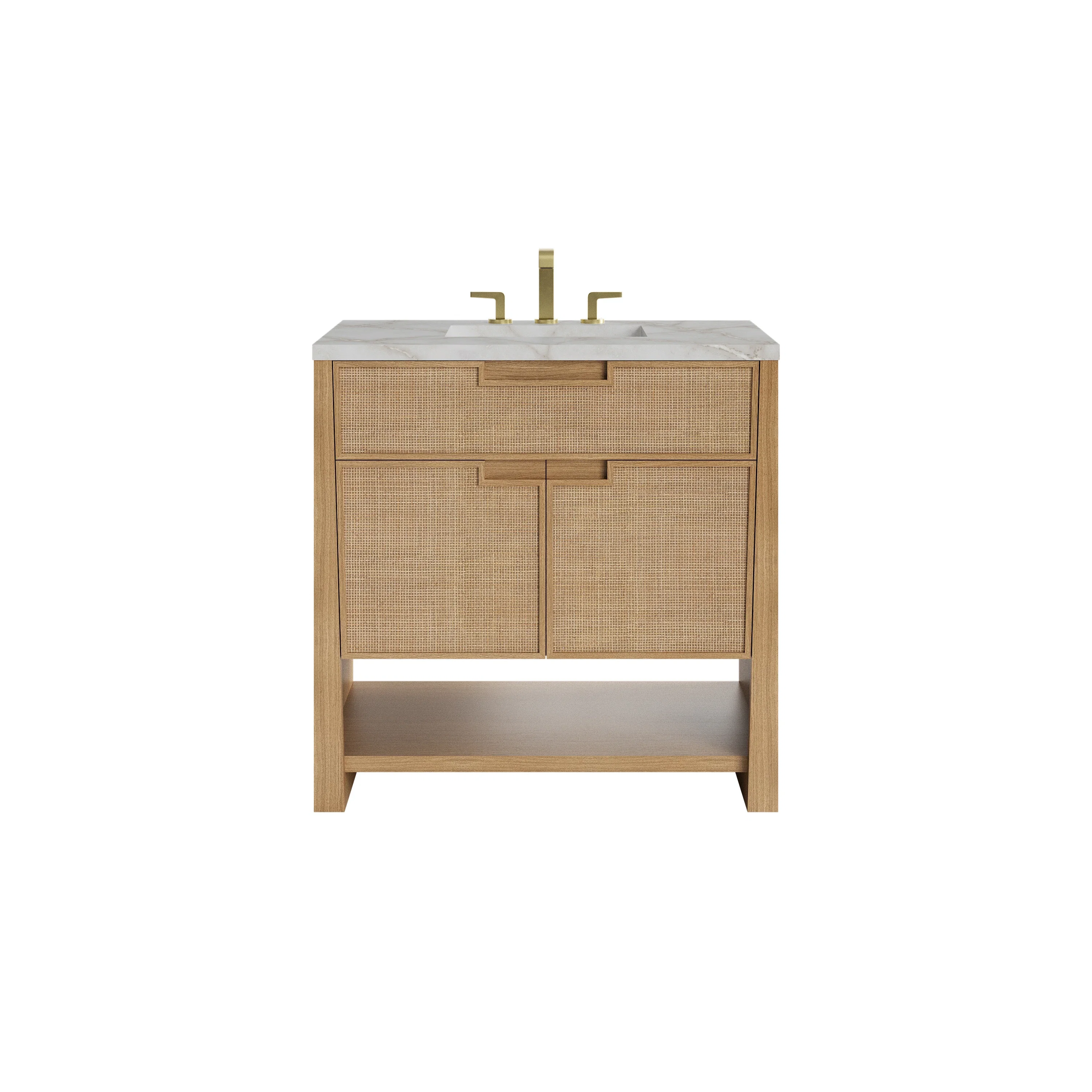 Solene 36" Single Vanity, Seaside Oak, w/ 3 CM Victorian Silver Quartz Top