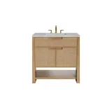 Solene 36" Single Vanity, Seaside Oak, w/ 3 CM Victorian Silver Quartz Top