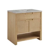 Solene 36" Single Vanity, Seaside Oak, w/ 3 CM Victorian Silver Quartz Top