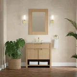 Solene 36" Single Vanity, Seaside Oak, w/ 3 CM Victorian Silver Quartz Top