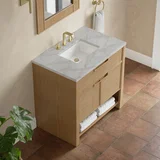 Solene 36" Single Vanity, Seaside Oak, w/ 3 CM Victorian Silver Quartz Top