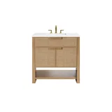 Solene 36" Single Vanity, Seaside Oak, w/ 3 CM White Zeus Quartz Top
