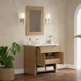 Solene 36" Single Vanity, Seaside Oak, w/ 3 CM White Zeus Quartz Top