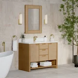 Solene 48" Single Vanity, Seaside Oak, w/ Single Hole 3 CM White Zeus Quartz Top & Backsplash