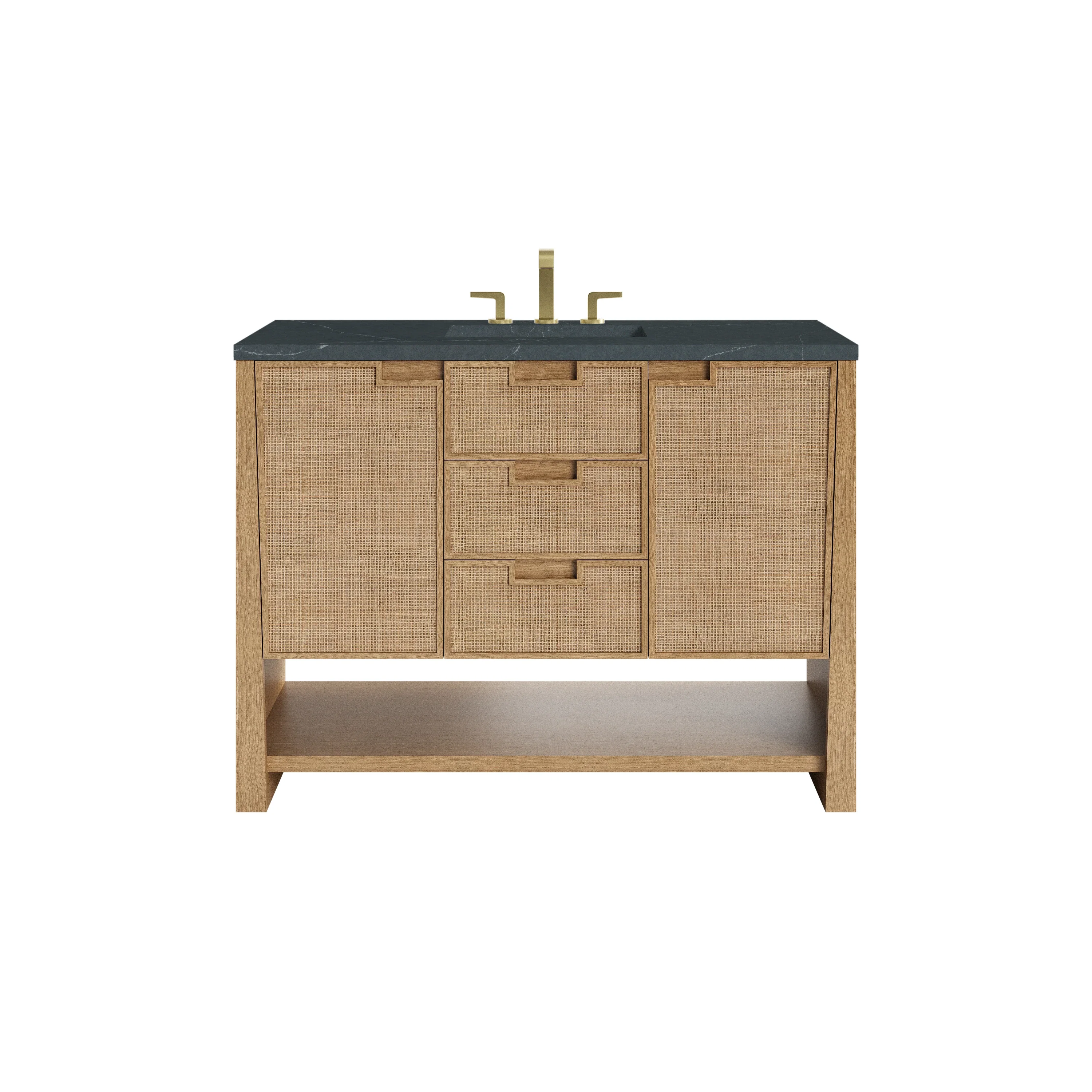 Solene 48" Single Vanity, Seaside Oak, w/ 3 CM Charcoal Soapstone Quartz Top