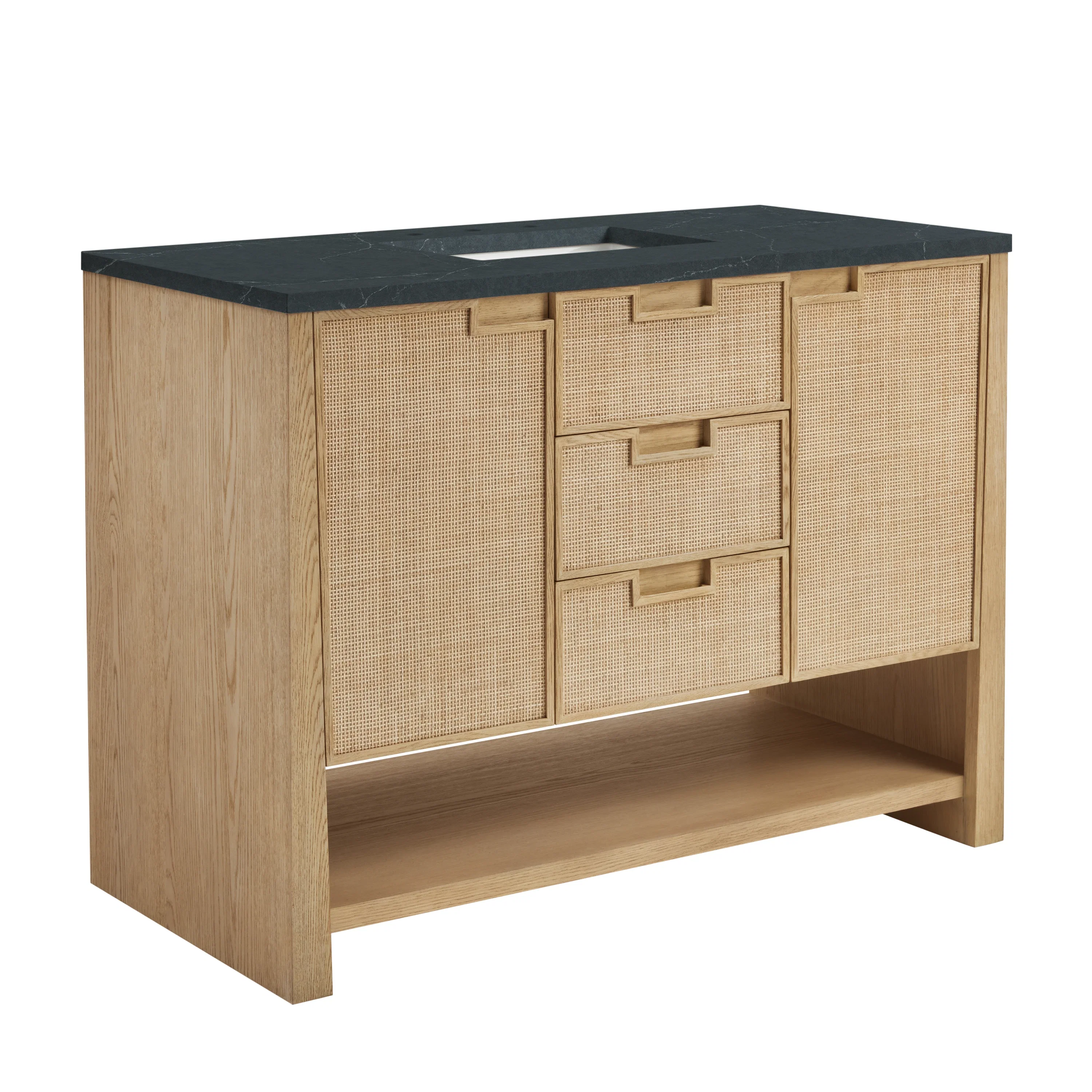Solene 48" Single Vanity, Seaside Oak, w/ 3 CM Charcoal Soapstone Quartz Top