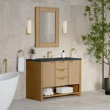 Solene 48" Single Vanity, Seaside Oak, w/ 3 CM Charcoal Soapstone Quartz Top