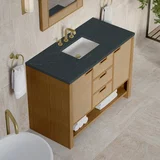Solene 48" Single Vanity, Seaside Oak, w/ 3 CM Charcoal Soapstone Quartz Top