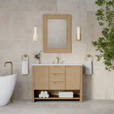 Solene 48" Single Vanity, Seaside Oak, w/ 3 CM Ethereal Noctis Quartz Top