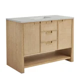 Solene 48" Single Vanity, Seaside Oak, w/ 3 CM Lime Delight Quartz Top