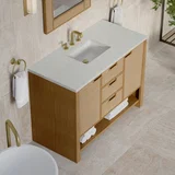 Solene 48" Single Vanity, Seaside Oak, w/ 3 CM Lime Delight Quartz Top