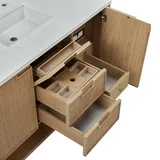 Solene 48" Single Vanity, Seaside Oak, w/ 3 CM Parisien Bleu Quartz Top