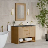 Solene 48" Single Vanity, Seaside Oak, w/ 3 CM Parisien Bleu Quartz Top