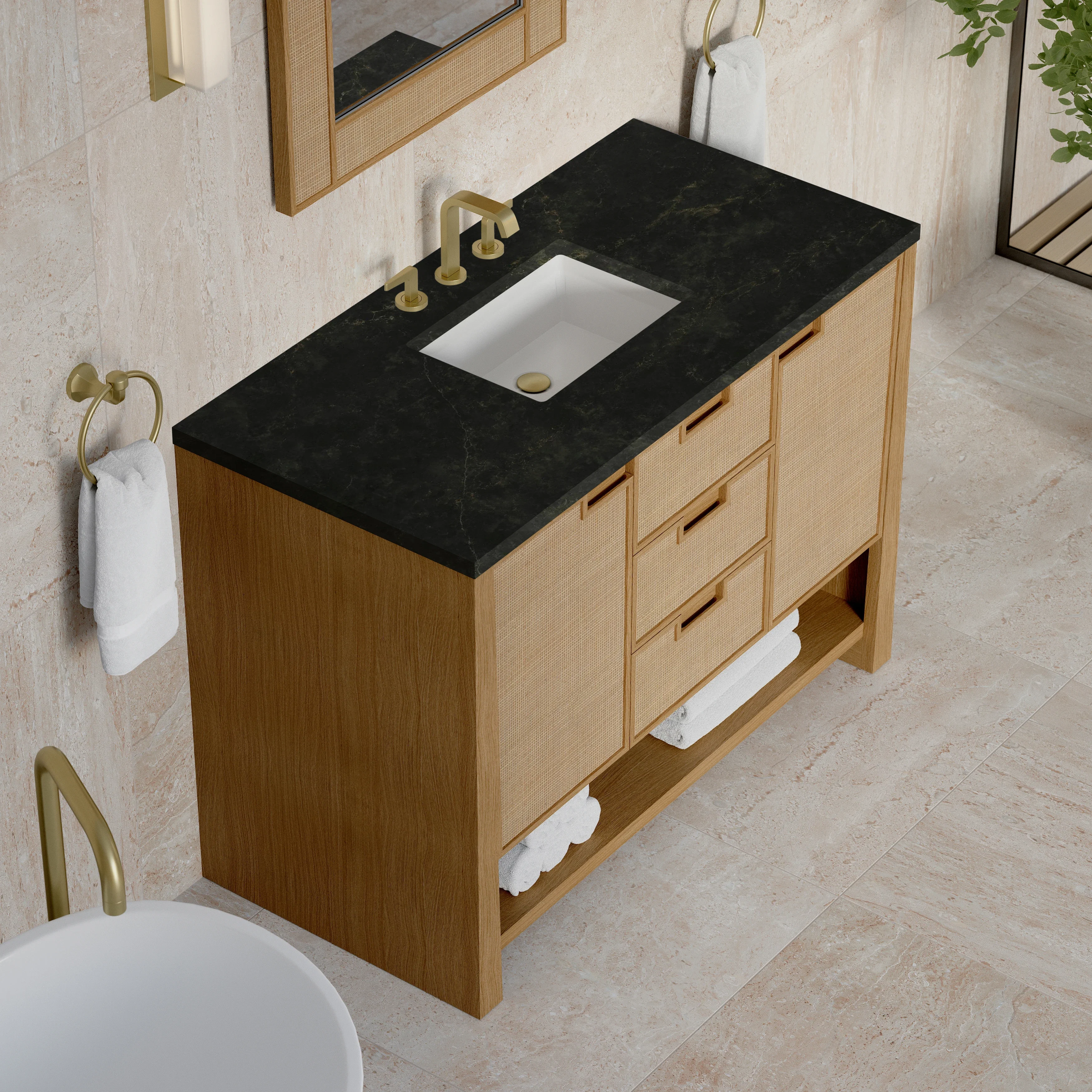 Solene 48" Single Vanity, Seaside Oak, w/ 3 CM Phantome Eclos Top