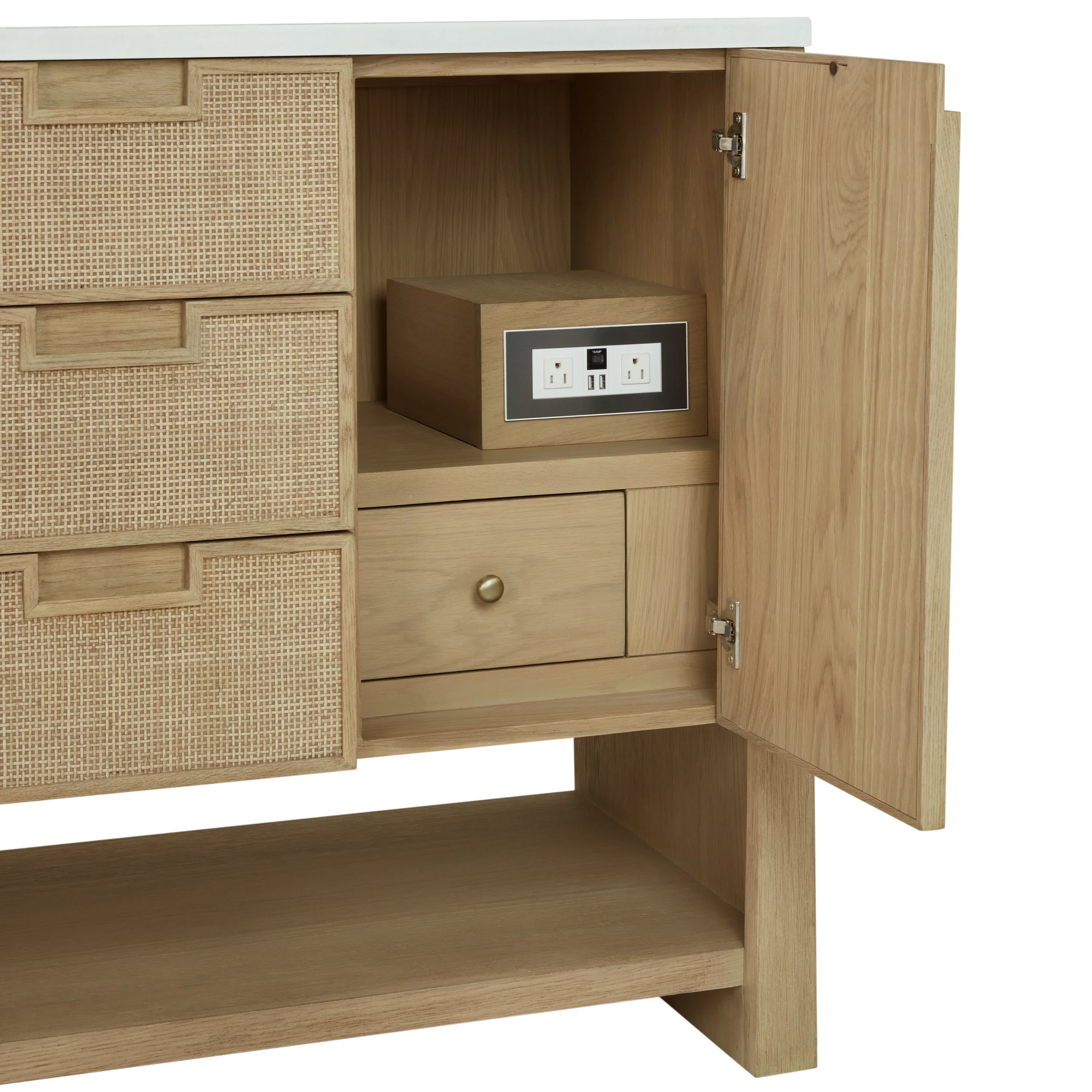 Solene 48" Single Vanity, Seaside Oak, w/ 3 CM Victorian Silver Quartz Top