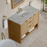 Solene 48" Single Vanity, Seaside Oak, w/ 3 CM Victorian Silver Quartz Top