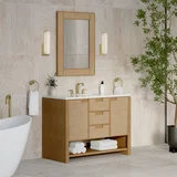 Solene 48" Single Vanity, Seaside Oak, w/ 3 CM White Zeus Quartz Top