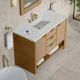 Solene 48" Single Vanity, Seaside Oak, w/ 3 CM Ethereal Noctis Silestone Top w/ FreePower Wireless Charger