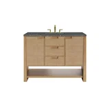 Solene 48" Single Vanity, Seaside Oak, w/ 3 CM Parisien Bleu Silestone Top w/ FreePower Wireless Charger