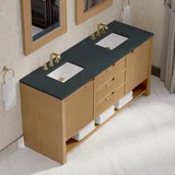 Solene 72" Double Vanity, Seaside Oak, w/ 3 CM Charcoal Soapstone Quartz Top