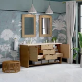 Solene 72" Double Vanity, Seaside Oak, w/ 3 CM Eternal Marfil Quartz Top