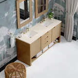 Solene 72" Double Vanity, Seaside Oak, w/ 3 CM Eternal Marfil Quartz Top