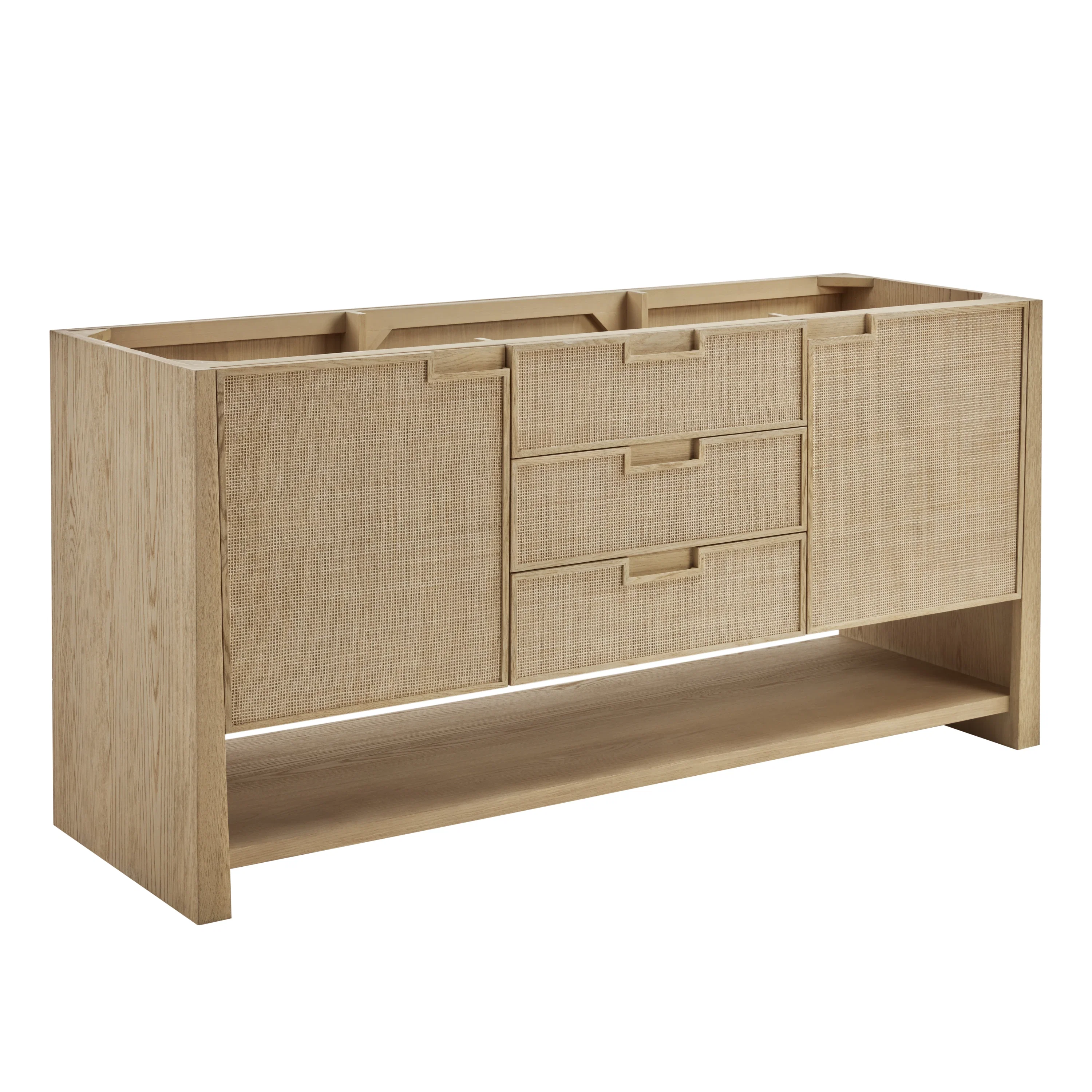 Solene 72" Double Vanity, Seaside Oak, w/ 3 CM Ethereal Noctis Quartz Top