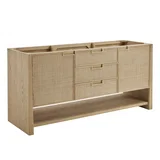 Solene 72" Double Vanity, Seaside Oak, w/ 3 CM Ethereal Noctis Quartz Top