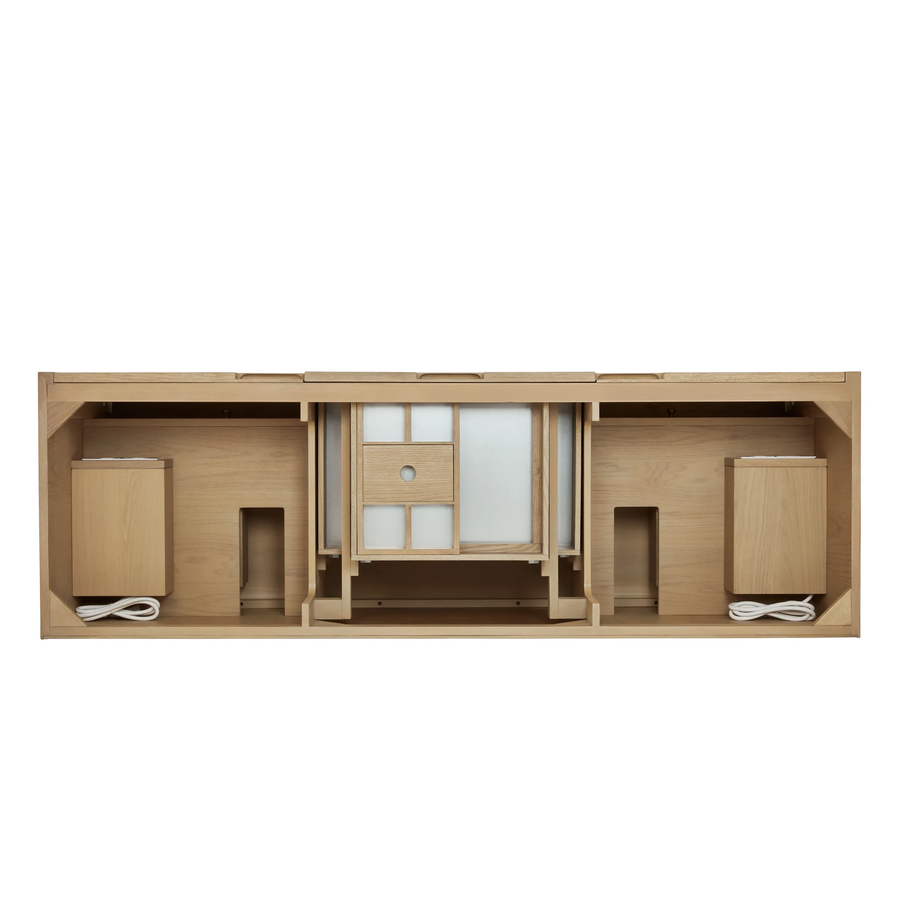 Solene 72" Double Vanity, Seaside Oak, w/ 3 CM Ethereal Noctis Quartz Top