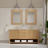 Solene 72" Double Vanity, Seaside Oak, w/ 3 CM Lime Delight Quartz Top