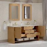 Solene 72" Double Vanity, Seaside Oak, w/ 3 CM Lime Delight Quartz Top
