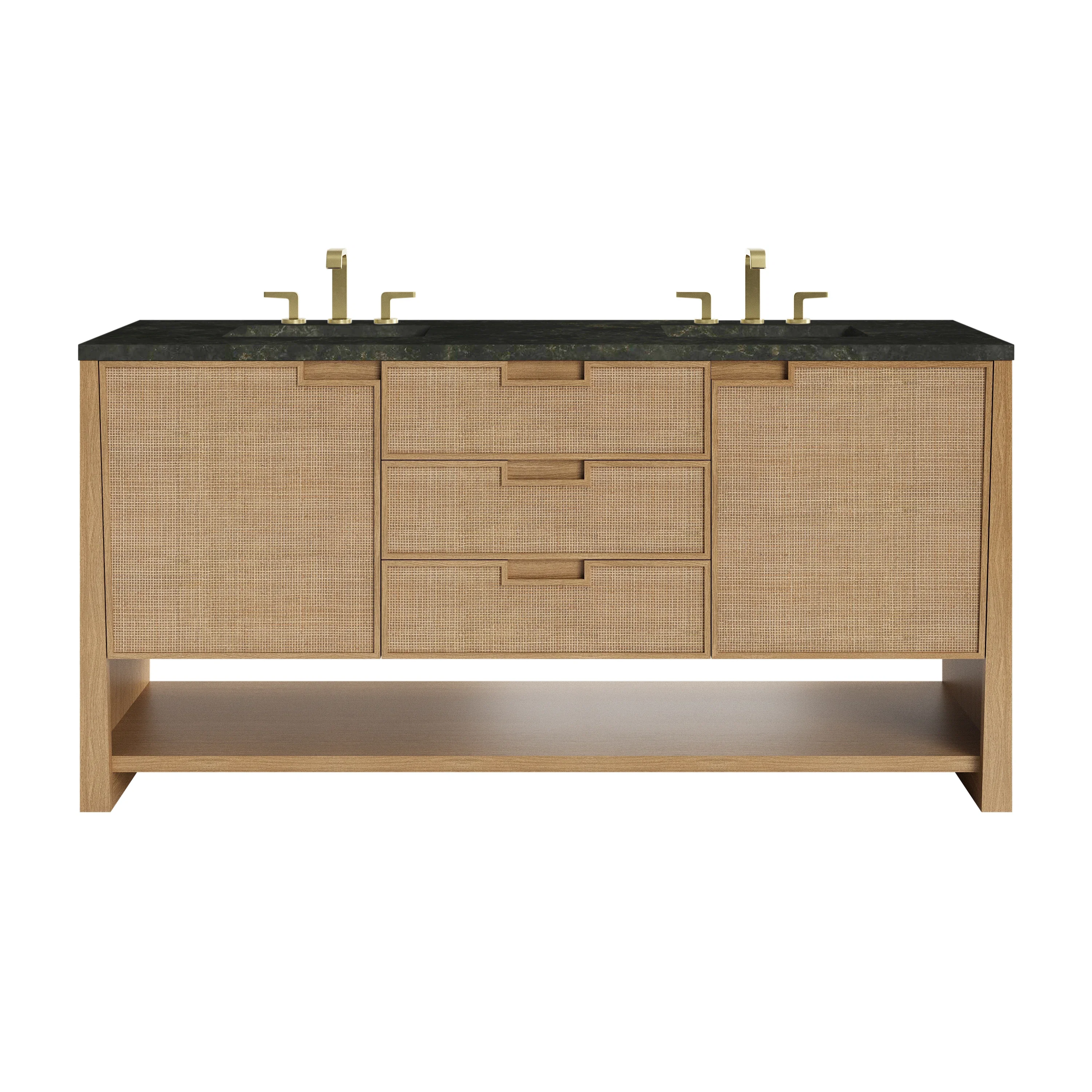 Solene 72" Double Vanity, Seaside Oak, w/ 3 CM Phantome Eclos Top