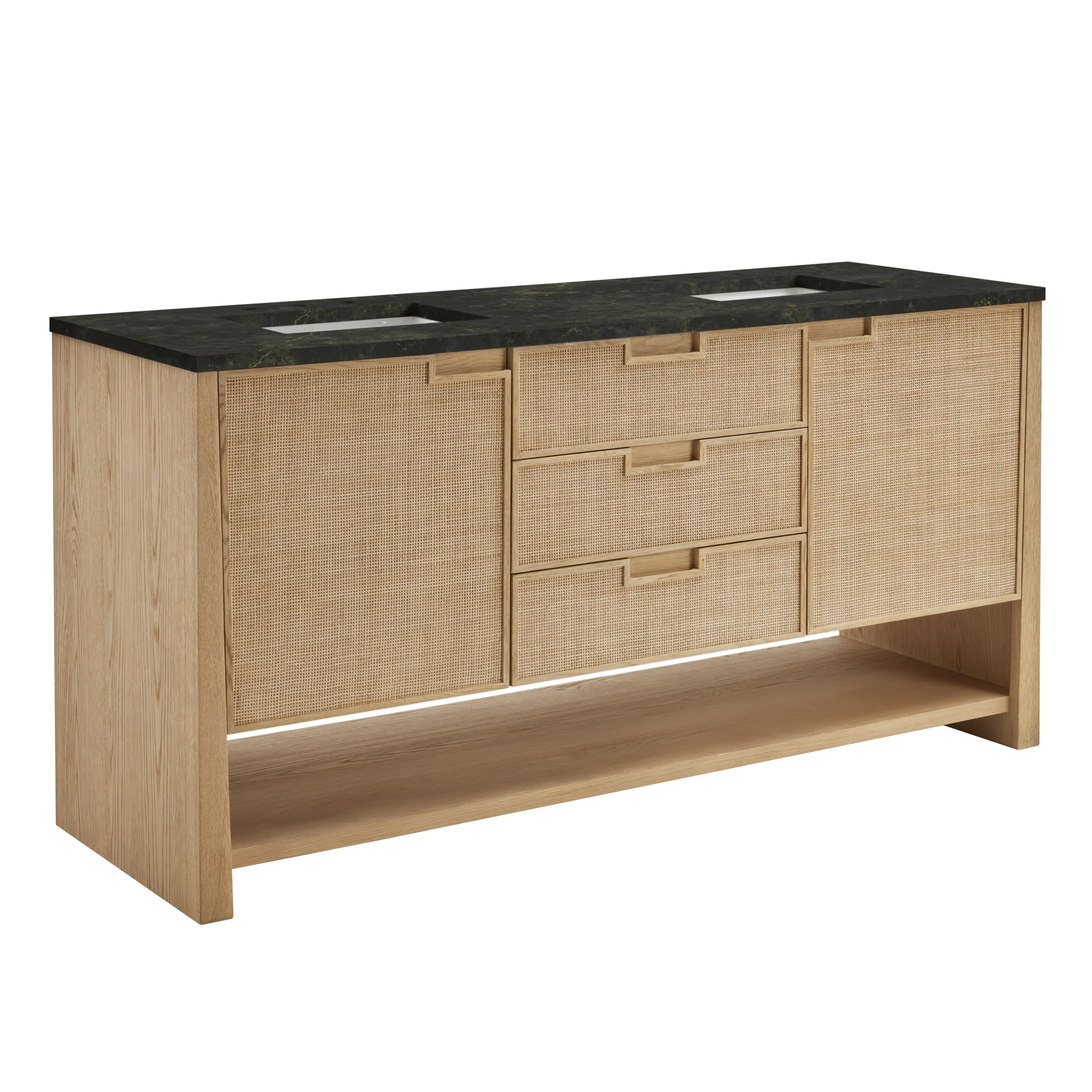 Solene 72" Double Vanity, Seaside Oak, w/ 3 CM Phantome Eclos Top