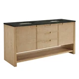 Solene 72" Double Vanity, Seaside Oak, w/ 3 CM Phantome Eclos Top