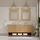 Solene 72" Double Vanity, Seaside Oak, w/ 3 CM Siberian Silestone Top